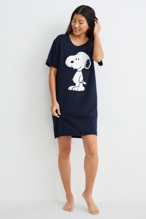 Roupa De Dormir C&A NightSnoopy Feminino Azuis Escuro | 15976ZAFS