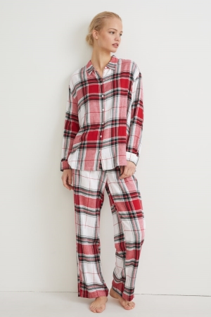 Roupa De Dormir C&A Pyjamas Check Feminino Vermelhas | 63751FUSZ