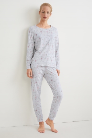 Roupa De Dormir C&A Pyjamas Feminino Luz Cinzentas | 04538FPRA