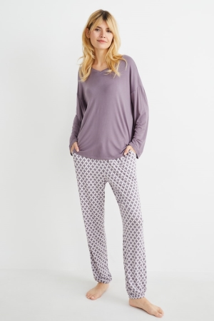 Roupa De Dormir C&A Pyjamas Feminino Roxo | 24075YOVK