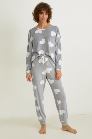 Roupa De Dormir C&A Pyjamas Patterned Feminino Cinzentas | 53869ZGAN