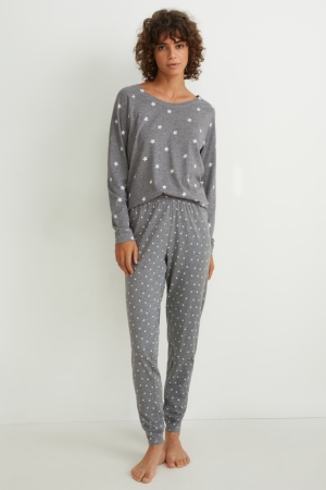 Roupa De Dormir C&A Pyjamas Patterned Feminino Cinzentas | 64571IWKN