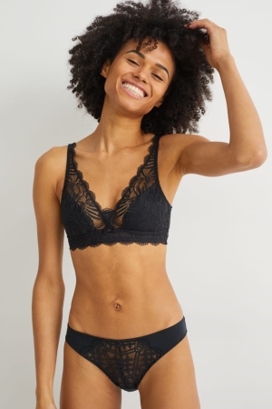 Roupa Interior C&A Bralette Feminino Pretas | 13205IHDZ