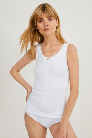 Roupa Interior C&A Camisole Organic Algodão Feminino Branco | 16047JIWE