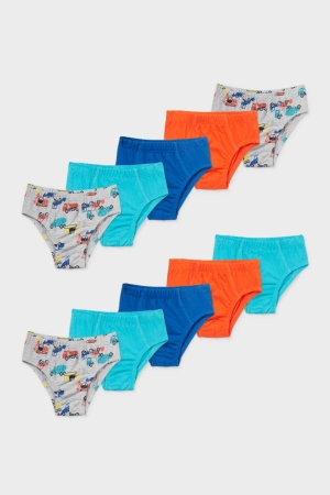 Roupa Interior C&A Multipack Of 10 Briefs Organic Algodão Menino Laranja Turquesa | 25360MWCV