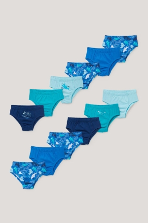 Roupa Interior C&A Multipack Of 12 Briefs Organic Algodão Menino Azuis | 52971PKMH