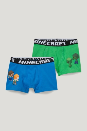 Roupa Interior C&A Multipack Of 2 Minecraft Boxer Organic Algodão Menino Azuis | 15378BVJO