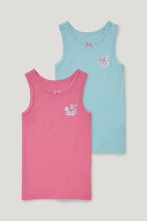 Roupa Interior C&A Multipack Of 2 Peppa Pig Vest Menina Rosa | 15728GJFA