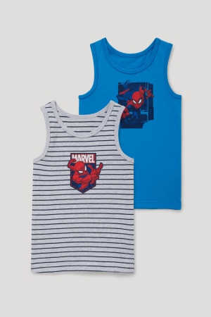 Roupa Interior C&A Multipack Of 2 Spider-man Vest Organic Algodão Menino Cinzentas | 36172XULB