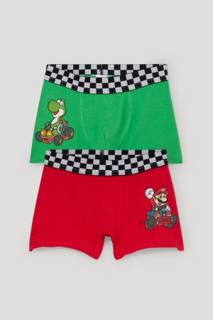 Roupa Interior C&A Multipack Of 2 Super Mario Boxer Organic Algodão Menino Verdes | 98753YKQB