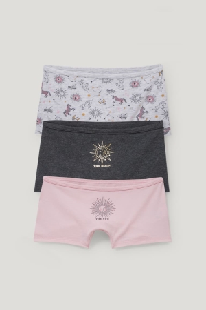 Roupa Interior C&A Multipack Of 3 Boxer Organic Algodão Menina Cinzentas Rosa | 02156PGCT