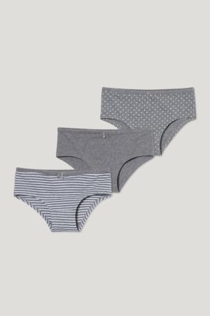 Roupa Interior C&A Multipack Of 3 Briefs Organic Algodão Menina Cinzentas | 01749RGND