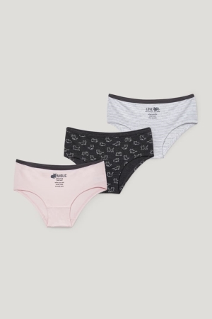 Roupa Interior C&A Multipack Of 3 Briefs Organic Algodão Menina Rosa | 19085KHEB