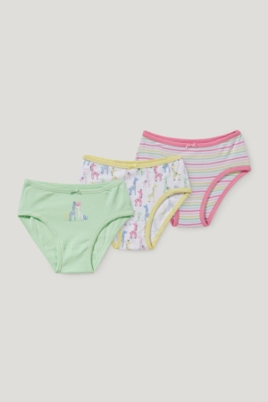 Roupa Interior C&A Multipack Of 3 Briefs Organic Algodão Menina Luz Verdes | 51864ADNU