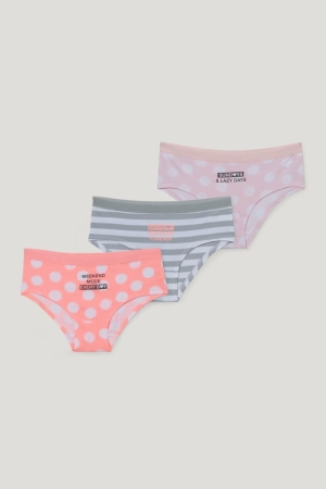 Roupa Interior C&A Multipack Of 3 Hipster Briefs Organic Algodão Menina Branco Rosa | 12078WVYK