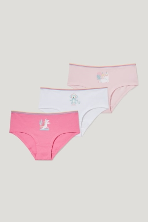 Roupa Interior C&A Multipack Of 3 Hipster Briefs Organic Algodão Menina Rosa | 97402NKAY