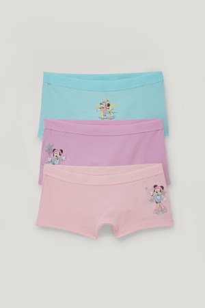 Roupa Interior C&A Multipack Of 3 Minnie Mouse Organic Algodão Menina Rosa Turquesa | 64951EJGW