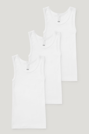 Roupa Interior C&A Multipack Of 3 Vest Organic Algodão Menina Branco | 36459WMJY