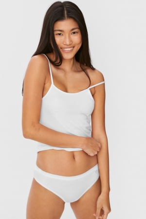 Roupa Interior C&A Multipack Of 4 Briefs Organic Algodão Feminino Branco | 45763EPKO