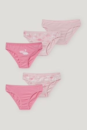 Roupa Interior C&A Multipack Of 5 Briefs Organic Algodão Menina Rosa | 03675YHMV