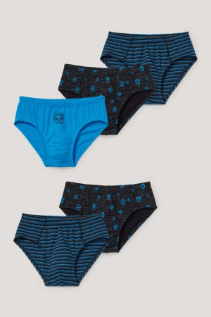 Roupa Interior C&A Multipack Of 5 Briefs Organic Algodão Menino Azuis | 24673EHAQ