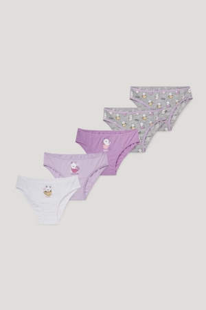 Roupa Interior C&A Multipack Of 5 Briefs Organic Algodão Menina Roxo | 35709QZXB