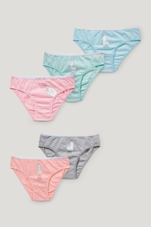 Roupa Interior C&A Multipack Of 5 Briefs Organic Algodão Menina Luz Azuis | 53274APBR