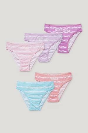 Roupa Interior C&A Multipack Of 5 Briefs Organic Algodão Menina Rosa | 87609HCZO