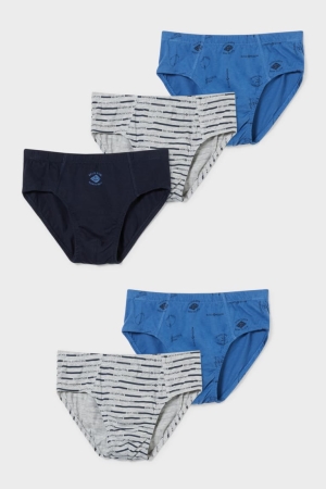 Roupa Interior C&A Multipack Of 5 Briefs Organic Algodão Menino Azuis Cinzentas | 98023HRPV