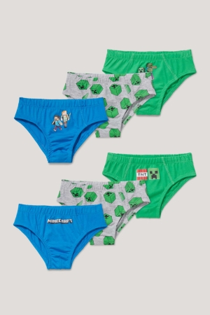 Roupa Interior C&A Multipack Of 6 Minecraft Briefs Organic Algodão Menino Verdes Escuro Azuis Escuro | 42860VPNG