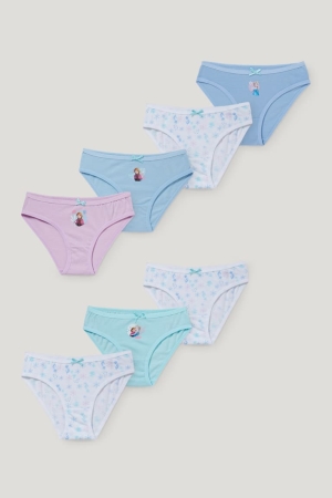 Roupa Interior C&A Multipack Of 7 Frozen Briefs Organic Algodão Menina Luz Azuis | 56928RXIK