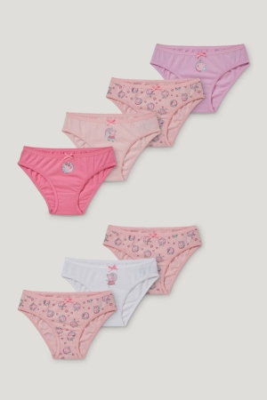 Roupa Interior C&A Multipack Of 7 Peppa Pig Briefs Organic Algodão Menina Rosa | 48125XSNY