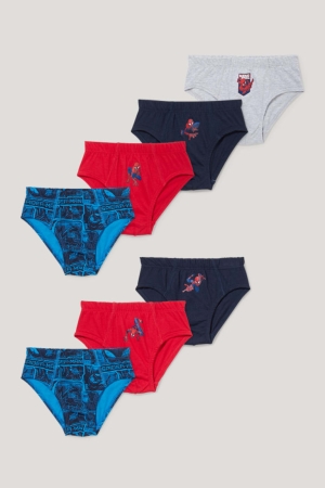 Roupa Interior C&A Multipack Of 7 Spider-man Briefs Organic Algodão Menino Vermelhas | 48562WCGY