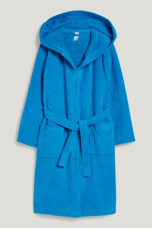 Roupa Interior C&A Terry Cloth Bathrobe With Hood Organic Algodão Menino Petrol | 79835AMSE