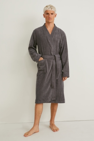 Roupa Interior C&A Terry Cloth Bathrobe Organic Algodão Masculino Cinzentas Marrom | 85317SUVL