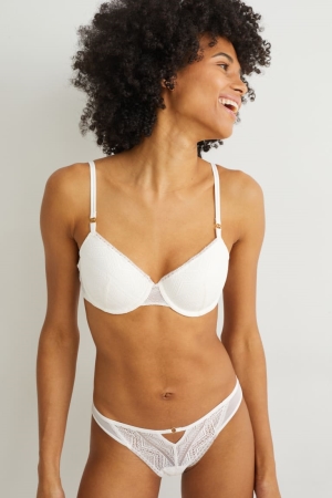 Roupa Interior C&A Underwire Bra Demi Acolchoado Feminino Branco | 95376AUJX