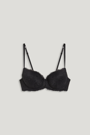 Roupa Interior C&A Underwire Bra Full Coverage Acolchoado Feminino Pretas | 94537KYAJ