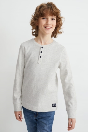 Tops C&A Long Sleeve Menino Branco | 29574SQGX