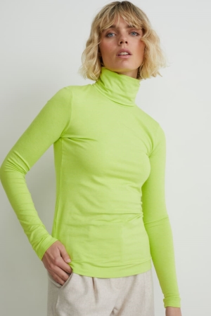 Tops C&A Polo Neck Feminino Luz Verdes | 75634IWDL