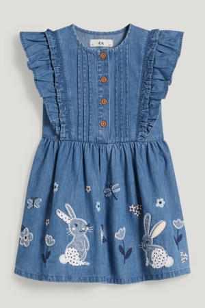 Vestidos C&A Denim Menina Azuis | 06815RFPT