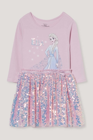 Vestidos C&A Frozen Shiny Menina Rosa | 97320LHJN