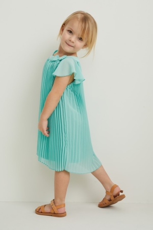 Vestidos C&A Plissado Menina Menta Verdes | 42605GEPT