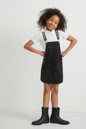 Vestidos C&A Set Denim Pinafore And Sleeve 2 Piece Menina Azuis Cinzentas Escuro | 49861JCRI