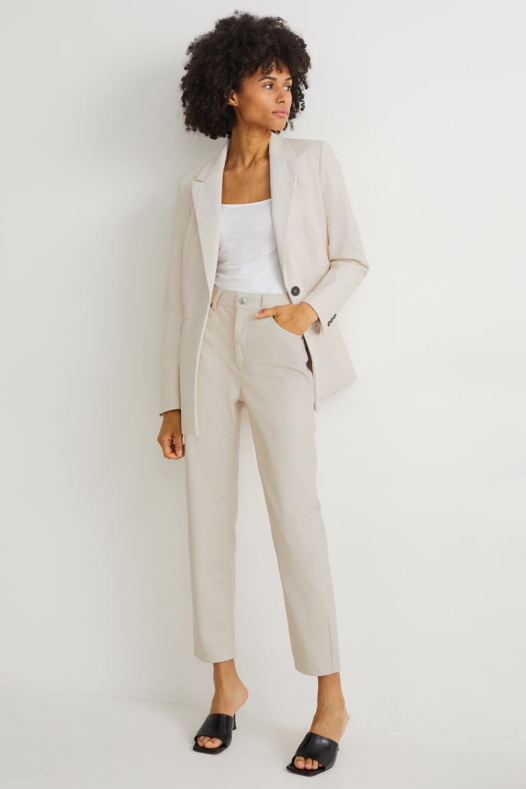 Blazers C&A Regular Fit Faux Couro Feminino Branco | 17460QOVH