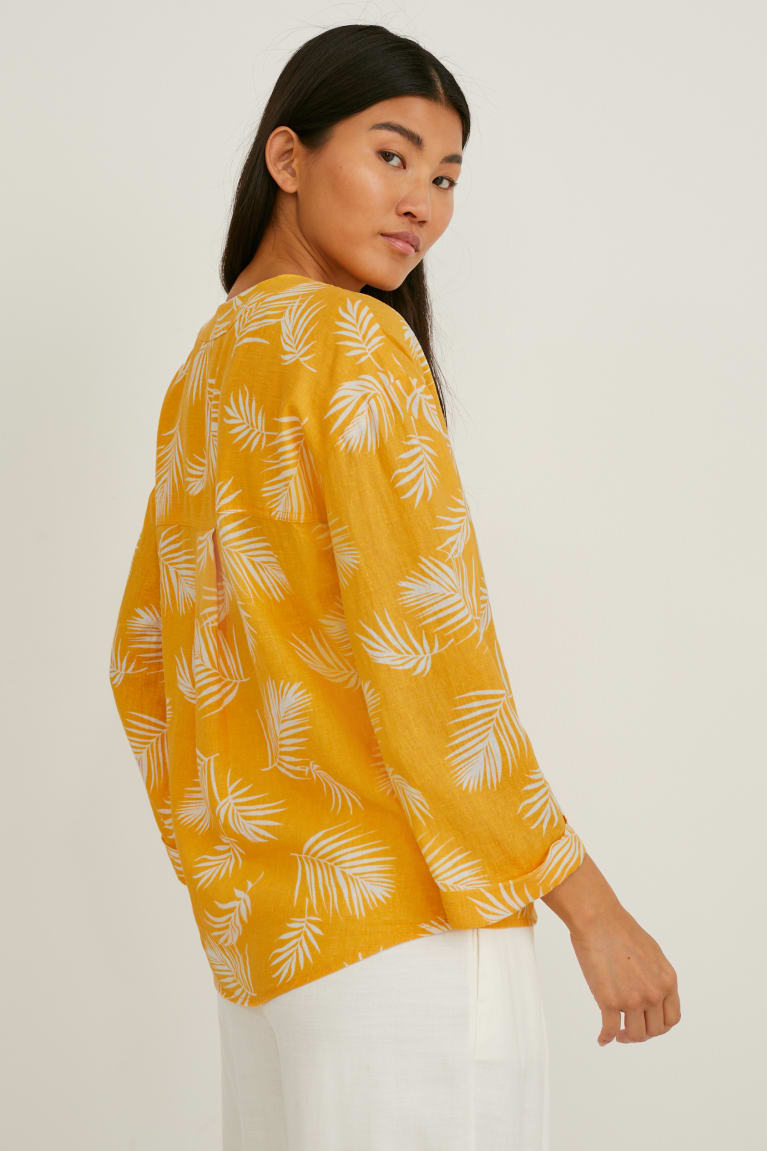 Blusas C&A Linen Blend Feminino Laranja | 63519FQEC