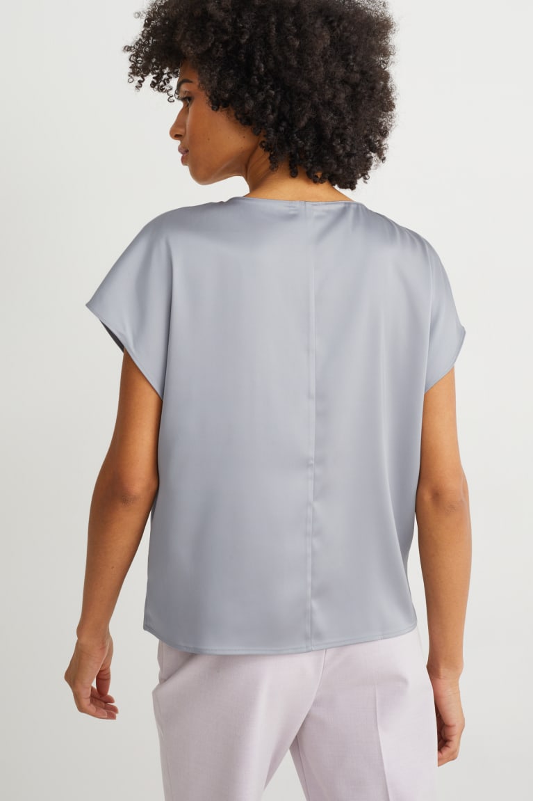 Blusas C&A Satin With Recycled Polyester Feminino Luz Cinzentas | 21048BJRH