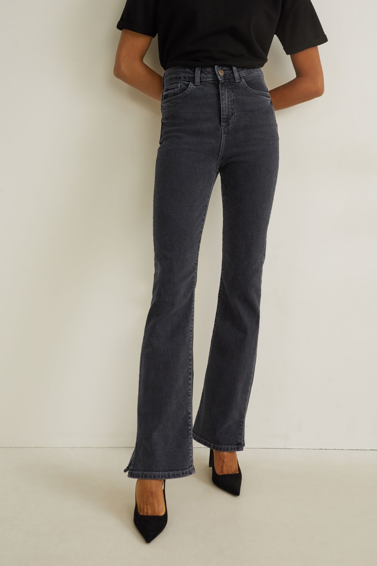 Calça Jeans C&A Bootcut High Cintura Lycra® Feminino Azuis Cinzentas Escuro | 61594OSDV