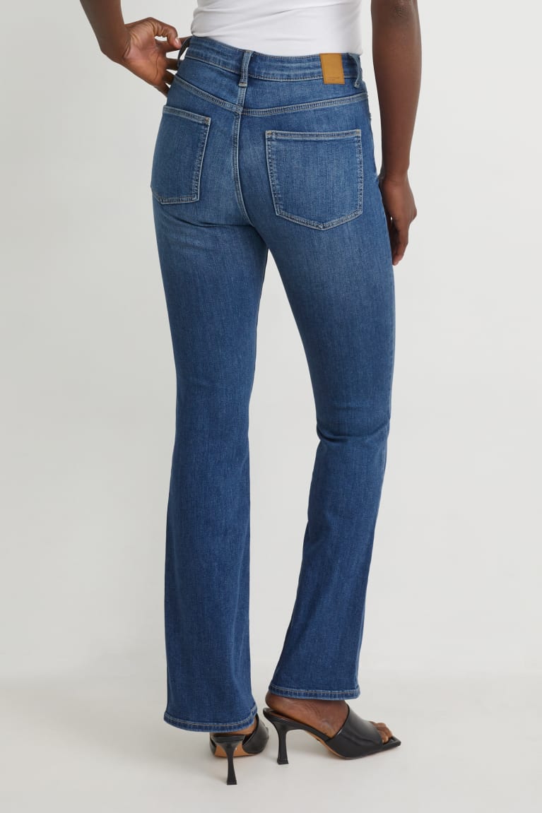 Calça Jeans C&A Bootcut High Cintura With Recycled Algodão Feminino Azuis | 76934DOAX