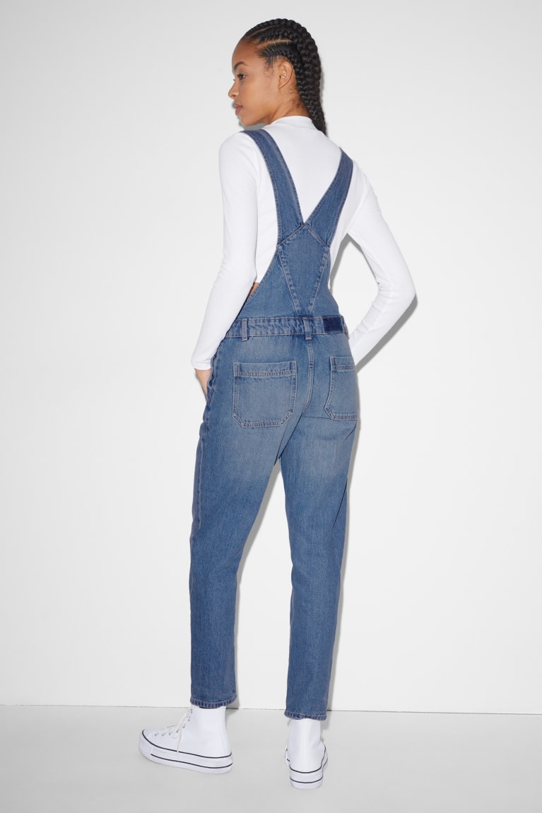 Calça Jeans C&A Clockhouse Denim Dungarees Relaxed Fit Feminino Azuis Luz Azuis | 31456VFDO