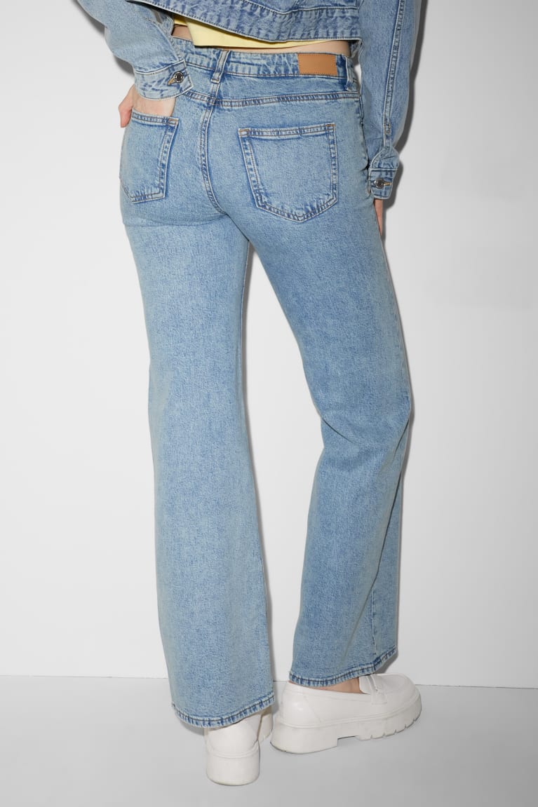 Calça Jeans C&A Clockhouse Largos Leg High Cintura Recycled Feminino Azuis Luz Azuis | 38912MFSH